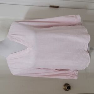 Old Navy Size XS Light Pink and White Stripe Linen Blend Long Sleeve Blouse